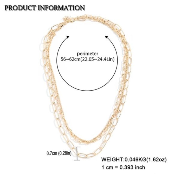 Zara NEW Gold Triple 2-Thickness Interlock Oval Rectangle Link Chain Chocker - Picture 5 of 8